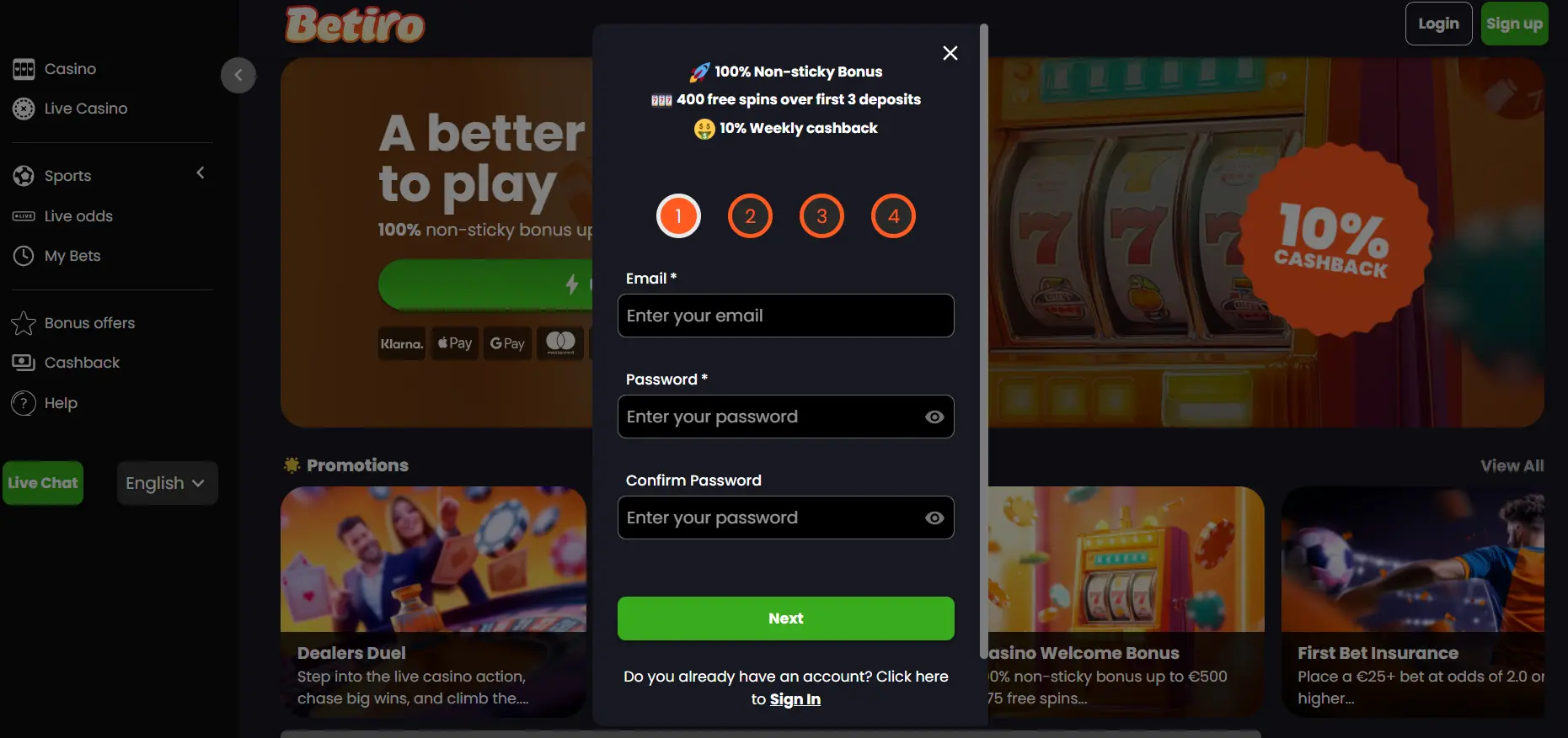 Betiro Casino – Complete online casino ervaring image 2